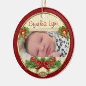 Baby's Eerste Kerstfeest Aangepast Foto Ornament (Links)