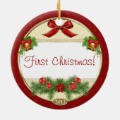 Baby's Eerste Kerstfeest Aangepast Foto Ornament (Achterkant)