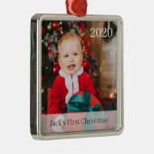 Baby's Eerste Kerstfeest Aangepast Foto Ornament (Rechts)