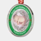 Baby's Eerste Kerstfeest Aangepast Foto Ornament (Links)