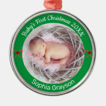 Baby's Eerste Kerstfeest Aangepast Foto Ornament