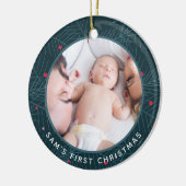 Baby's eerste kerstfeest Aangepaste foto Modern Sp Keramisch Ornament (Links)