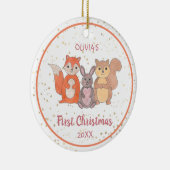 Baby's Eerste Kerstfeest Aangepaste Fotospoelen Keramisch Ornament (Rechts)