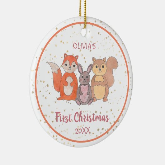 Baby's Eerste Kerstfeest Aangepaste Fotospoelen Keramisch Ornament (Rechts)