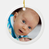 Baby's Eerste Kerstfeest Aangepaste Fotospoelen Keramisch Ornament (Achterkant)