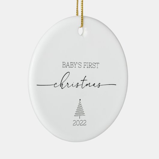 Baby's Eerste Kerstfeest Aangepaste naamsbekendhei Keramisch Ornament (Rechts)