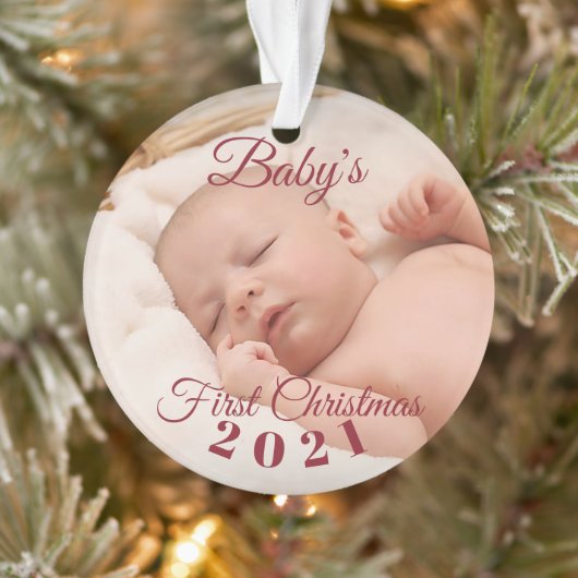 Baby's eerste kerstfeest acrylversiering, cirkel ornament (Boom)