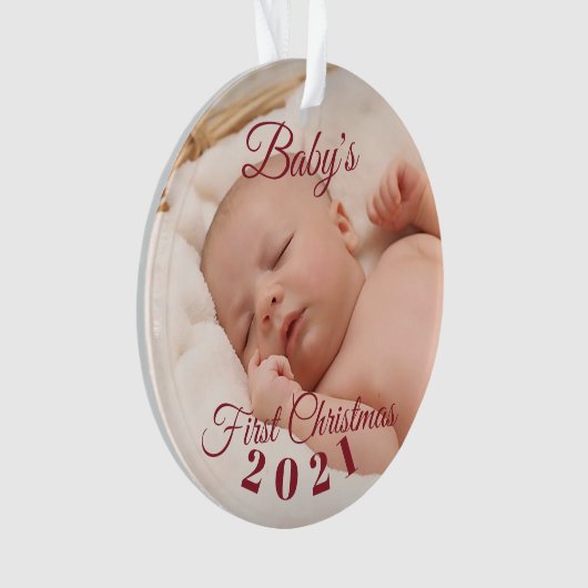 Baby's eerste kerstfeest acrylversiering, cirkel ornament (voorkant)