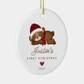 Baby's eerste kerstfeest Baby Teddy Bear Keramisch Ornament (Rechts)