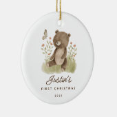 Baby's Eerste Kerstfeest Beer Keramisch sieraad Keramisch Ornament (Rechts)