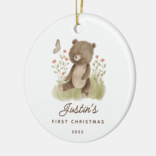 Baby's Eerste Kerstfeest Beer Keramisch sieraad Keramisch Ornament (Links)