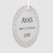 Baby's eerste kerstfeest Boho Love Hearts Name Ornament (voorkant)