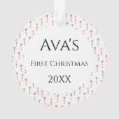 Baby's eerste kerstfeest Boho Love Hearts Name Ornament (achterkant)