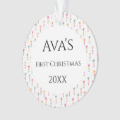Baby's eerste kerstfeest Boho Love Hearts Name Ornament (voorkant)