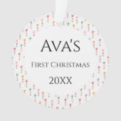Baby's eerste kerstfeest Boho Love Hearts Name Ornament (voorkant)