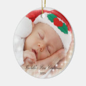 Baby's eerste kerstfeest, dubbelzijdige foto keramisch ornament (Links)
