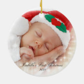 Baby's eerste kerstfeest, dubbelzijdige foto keramisch ornament (Achterkant)