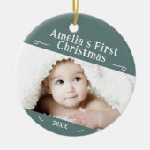 Baby's eerste kerstfeest Eenvoudige foto Keepasje Keramisch Ornament (Voorkant)