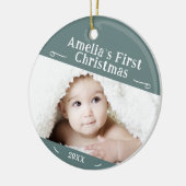 Baby's eerste kerstfeest Eenvoudige foto Keepasje Keramisch Ornament (Links)