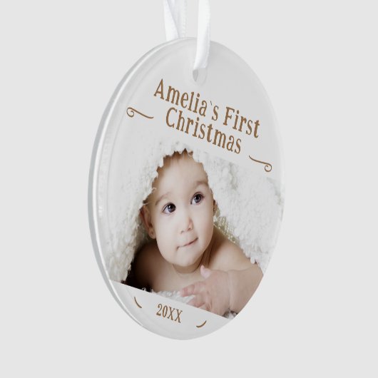 Baby's eerste kerstfeest Eenvoudige foto Keepasje Ornament (voorkant)