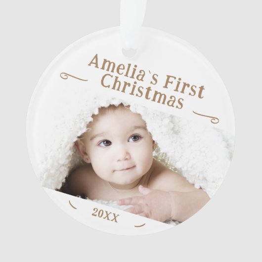 Baby's eerste kerstfeest Eenvoudige foto Keepasje Ornament (voorkant)