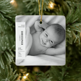 Baby's eerste kerstfeest Eenvoudige moderne fotoke Keramisch Ornament