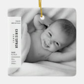 Baby's eerste kerstfeest Eenvoudige moderne fotoke Keramisch Ornament (Voorkant)