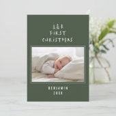 babys eerste kerstfeest elegant getrokken tree fot feestdagenkaart (Staand voorkant)