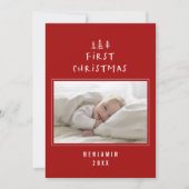 babys eerste kerstfeest elegant getrokken tree fot feestdagenkaart (Voorkant)