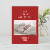 babys eerste kerstfeest elegant getrokken tree fot feestdagenkaart (Staand voorkant)