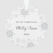 Baby's eerste kerstfeest Elegant Snowflakes Foto Ornament (achterkant)