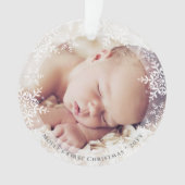 Baby's eerste kerstfeest Elegant Snowflakes Foto Ornament (voorkant)