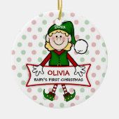 Baby's Eerste Kerstfeest Elf Girl Keramisch Ornament (Voorkant)