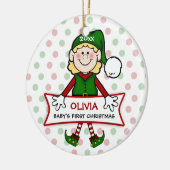 Baby's Eerste Kerstfeest Elf Girl Keramisch Ornament (Links)
