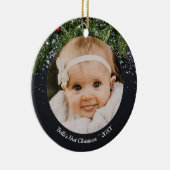 Baby's Eerste Kerstfeest Evergreen Ornament (Rechts)