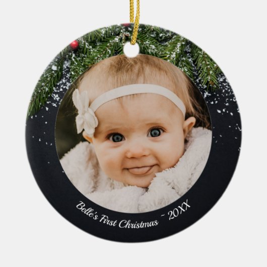 Baby's Eerste Kerstfeest Evergreen Ornament (Voorkant)