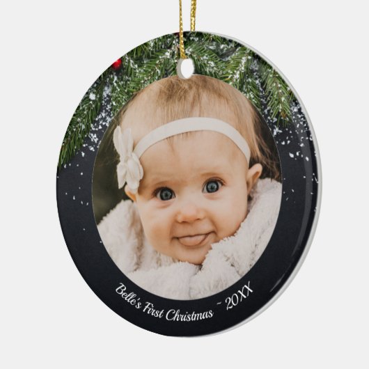 Baby's Eerste Kerstfeest Evergreen Ornament (Links)
