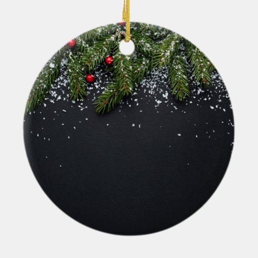 Baby's Eerste Kerstfeest Evergreen Ornament (Achterkant)