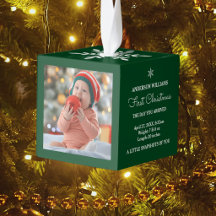 Baby's eerste kerstfeest foto collage groen