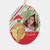 Baby's Eerste Kerstfeest Foto-decoratie Keramisch Ornament (Rechts)