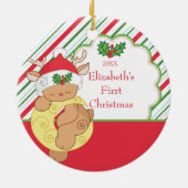 Baby's Eerste Kerstfeest Foto-decoratie Keramisch Ornament (Achterkant)
