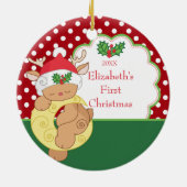 Baby's Eerste Kerstfeest Foto-decoratie Keramisch Ornament (Achterkant)