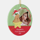 Baby's Eerste Kerstfeest Foto-decoratie Keramisch Ornament (Rechts)