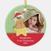 Baby's Eerste Kerstfeest Foto-decoratie Keramisch Ornament (Voorkant)