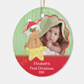 Baby's Eerste Kerstfeest Foto-decoratie Keramisch Ornament (Links)