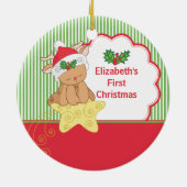 Baby's Eerste Kerstfeest Foto-decoratie Keramisch Ornament (Achterkant)