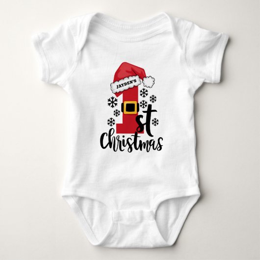 Baby's Eerste Kerstfeest Gepersonaliseerde Naam Sa Romper (Voorkant)