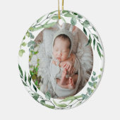 Baby's eerste kerstfeest groen plant lijst keramisch ornament (Links)