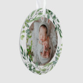 Baby's eerste kerstfeest groen plant lijst ornament (voorkant)