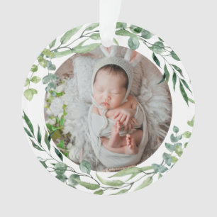 Baby's eerste kerstfeest groen plant lijst ornament